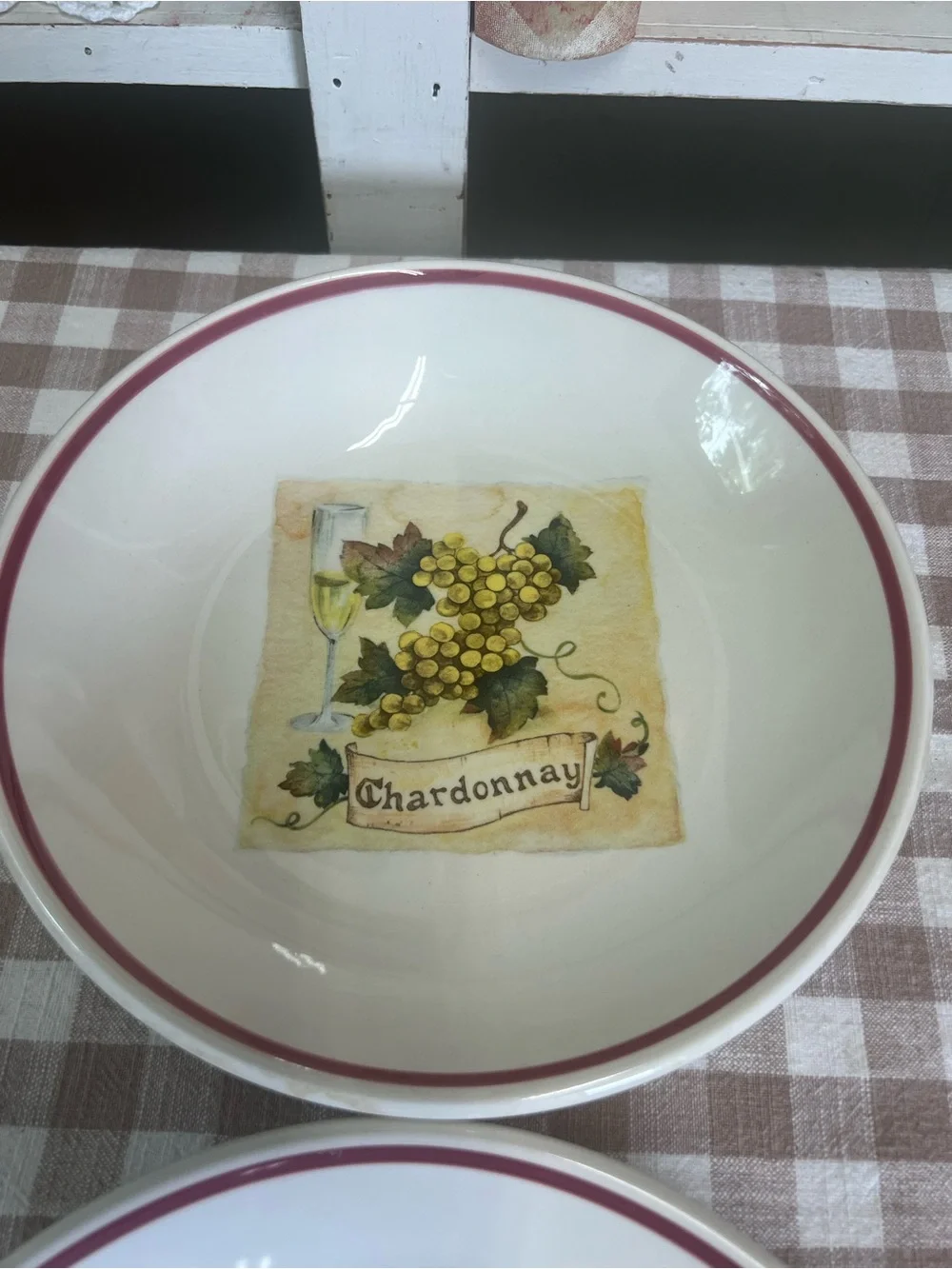 Vintage Italy pasta bowls Chardonnay & Pinot Grigio replacement over & back
